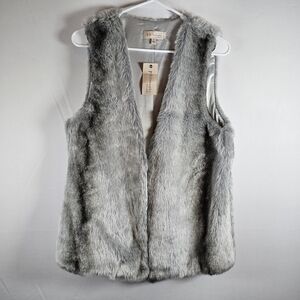 Philosophy Silver Gray Faux Fur Vest NWT Size Small Pockets